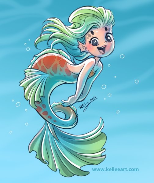 Русалка в мультяшном стиле