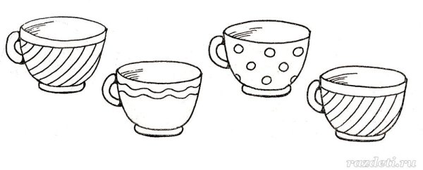 Раскраска посуда для детей 3-4 лет