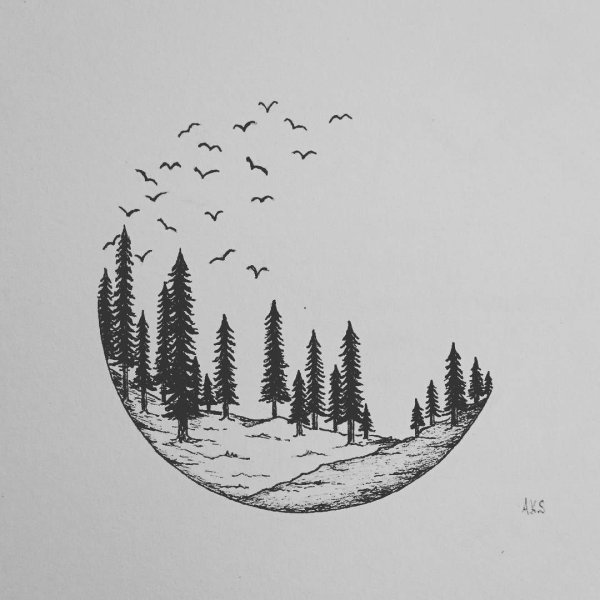 Тату лес эскиз