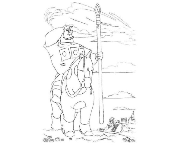 Раскраска богатырь Добрыня Никитич