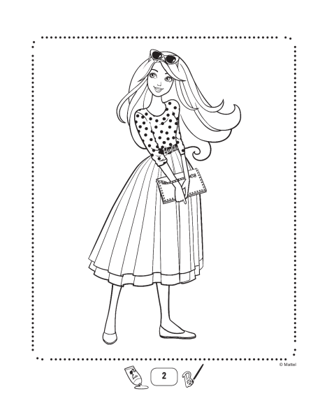 Барби раскраска цветная