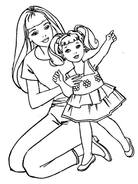 Кукла Барби раскраска