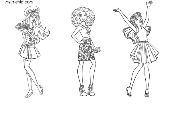 Барби Кен и Челси раскраска