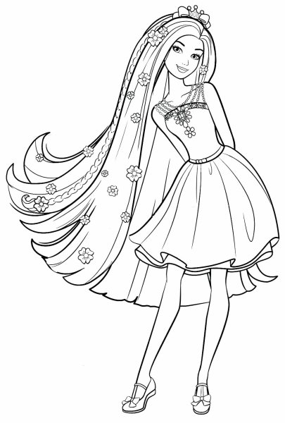 Кукла Барби раскраска для девочек
