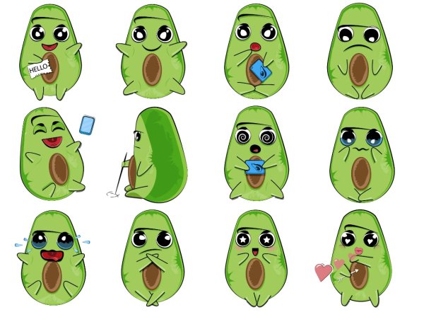 Стикеры наклейки авокадо