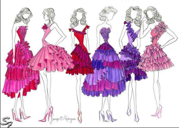 Модные девочки карандашом