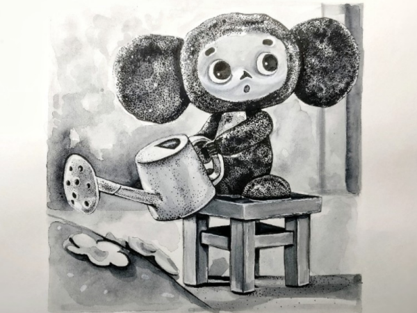 Чебурашка рисунок карандашом