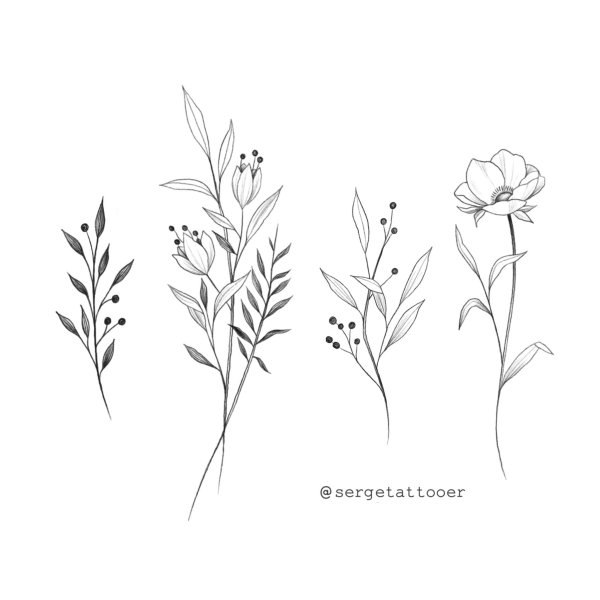 Тату веточка эскиз