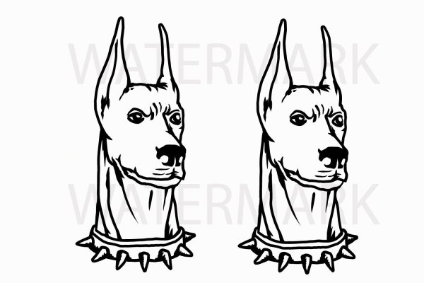 Эскиз для тату Доберман лёгкий