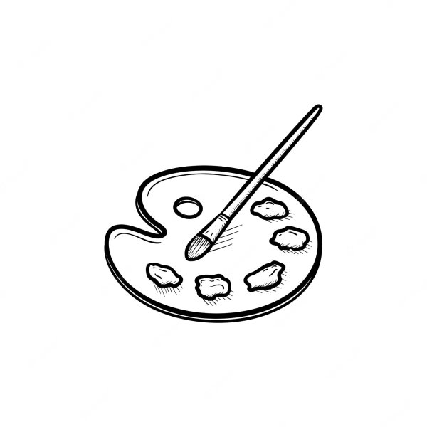 Палитра и кисть для срисовки