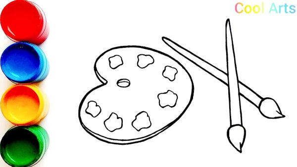 Раскраска палитра с красками