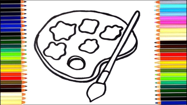 Раскраска палитра с красками