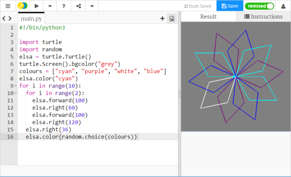 Звезда питон черепашка код