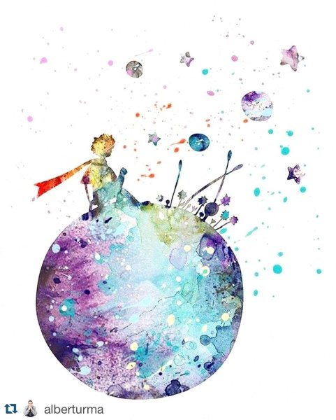 Планета маленький принц акварель