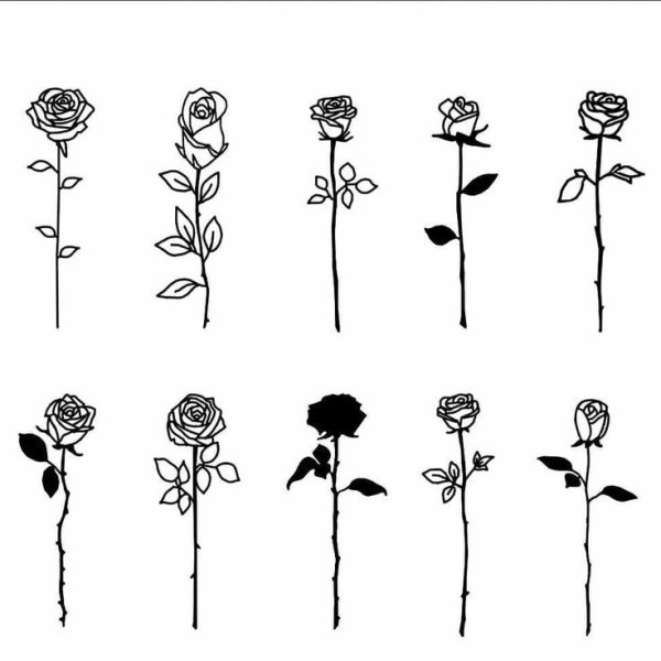 Тату роза эскиз маленькая