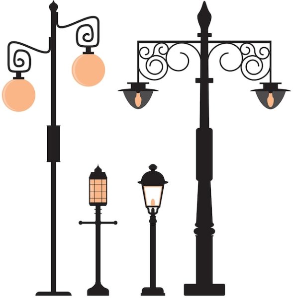 Уличный фонарик контур