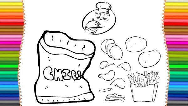 Чипсы раскраска для детей