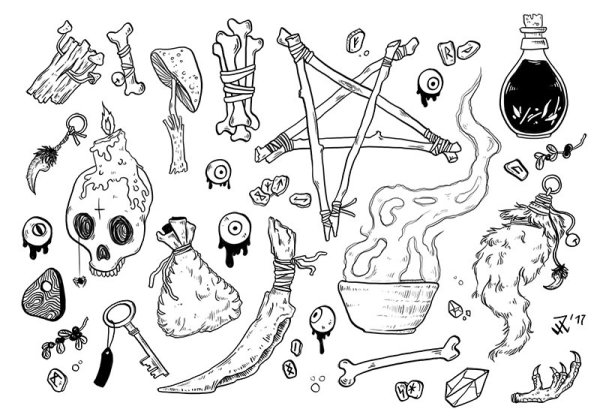 Наклейки для ведьмы раскраски