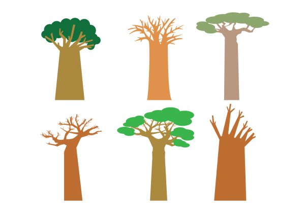 Баобаб силуэт вектор