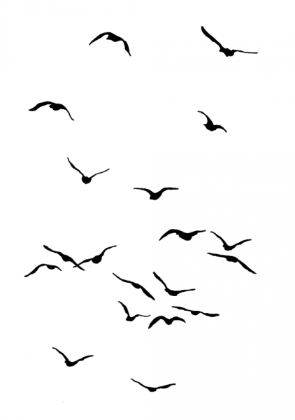 Силуэты улетающих птицпти