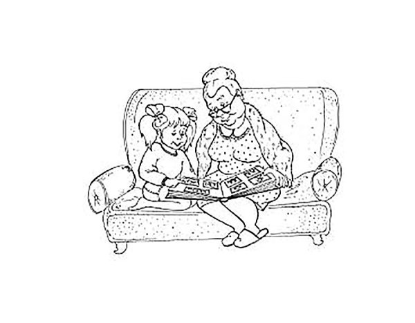 Раскраска бабушка и внучка