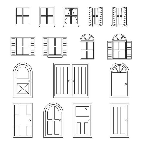 Трафареты окон и дверей для домика