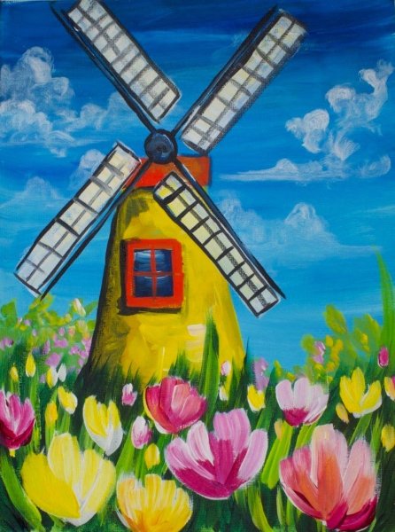 Рисование ветряной мельницы