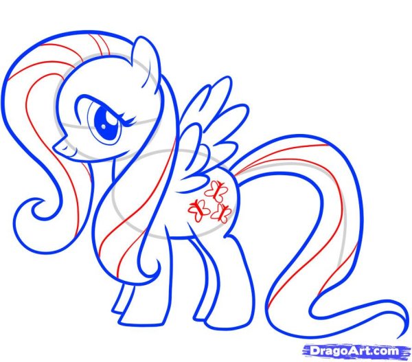 Поэтапное рисование пони Флаттершай