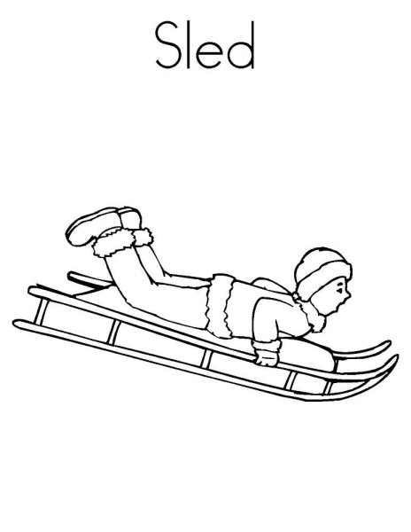 Санки раскраска