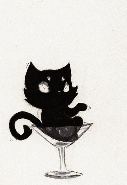 Кошка арт чб