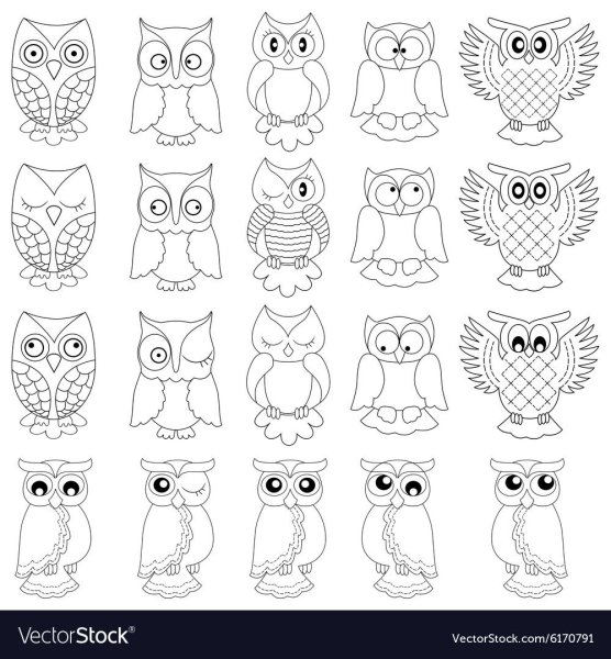 Раскраски Совушки маленькие