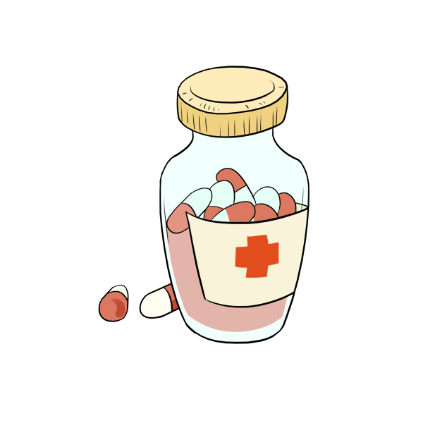 Нарисованная баночка с таблетками
