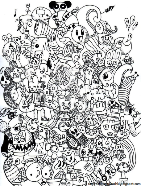 Дудлинг для начинающих монстрики