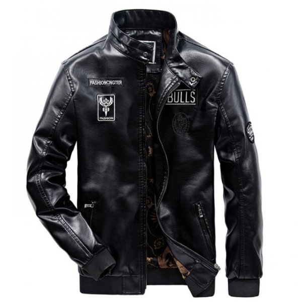 Кожаная мотокуртка мужская осенняя