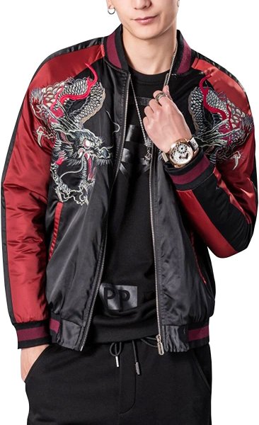 Dragon Embroidered Bomber Jacket