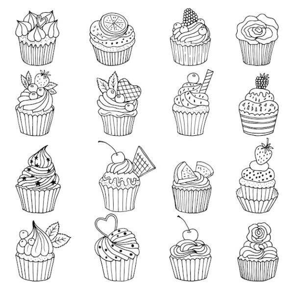 Раскраски маленькие кексики