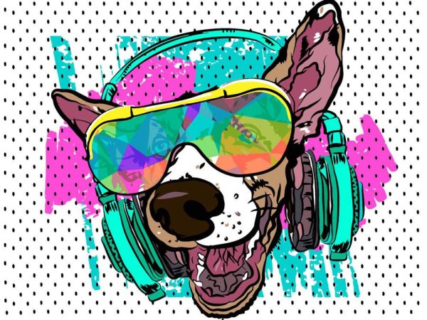 Собака в наушниках