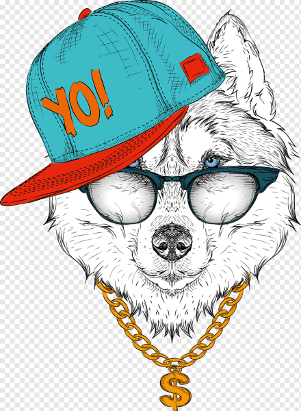 Собака в кепке арт