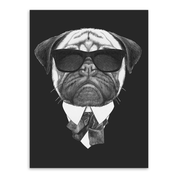 Черный Мопс в очках