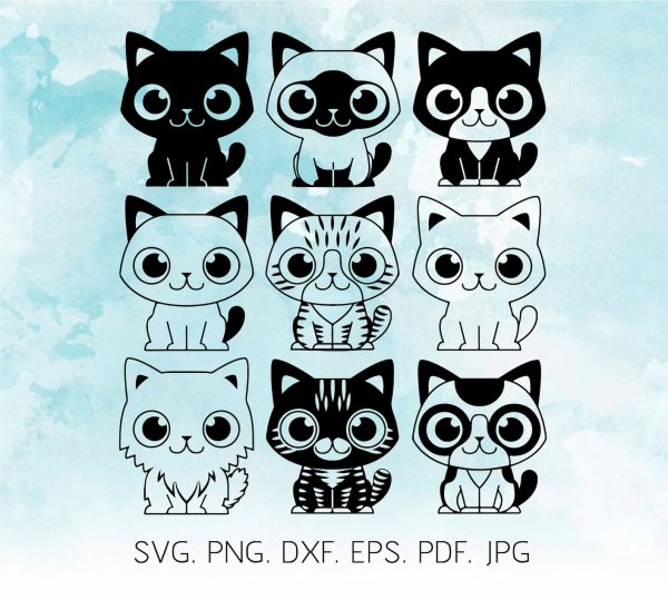 Раскраски Стикеры котики