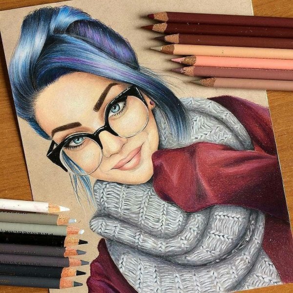 Портрет цветными карандашами для начинающих