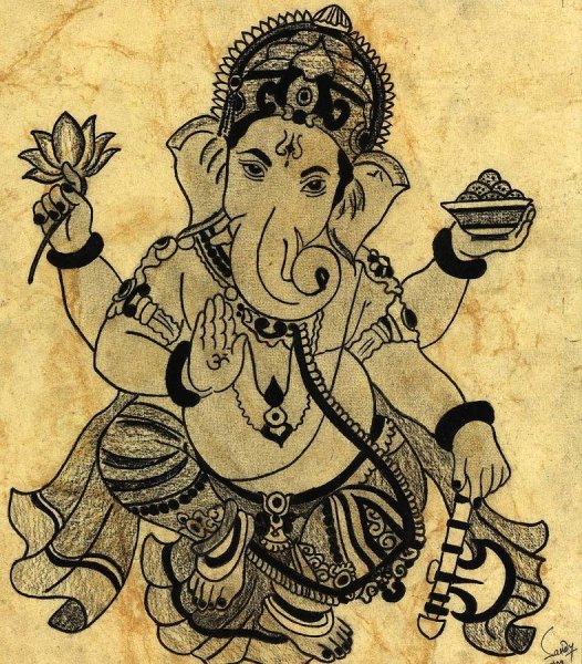 Бог Индии Ганеша рисунок