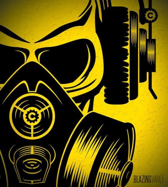 Человек в противогазе арт