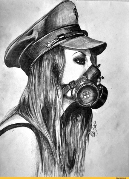 Человек в противогазе арт