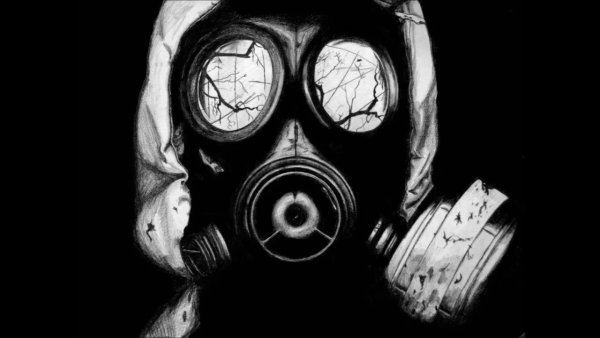 Солдат в респираторе арт