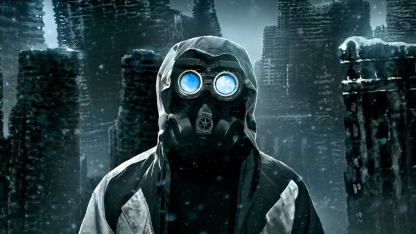 Человек в противогазе арт