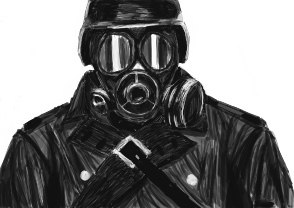 Противогаз арт черно белый