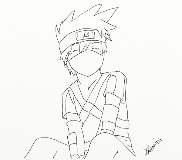 Наруто раскраска Какаси маленький