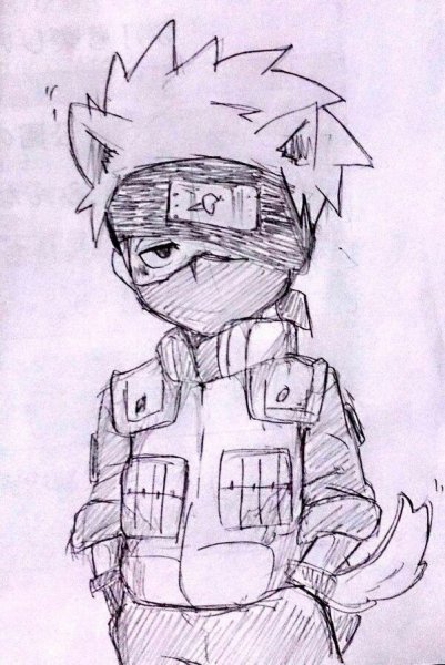 Чиби Какаси Хатакэ карандашом