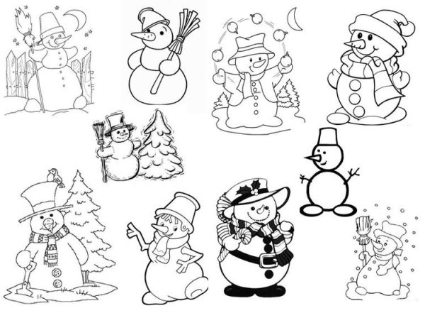 Новогодние раскраски много маленьких